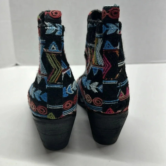 Socofy Ankle Boots Heeled Boot Shoes Embroidered Black Colorful Size 38 US 7 - Picture 5 of 9